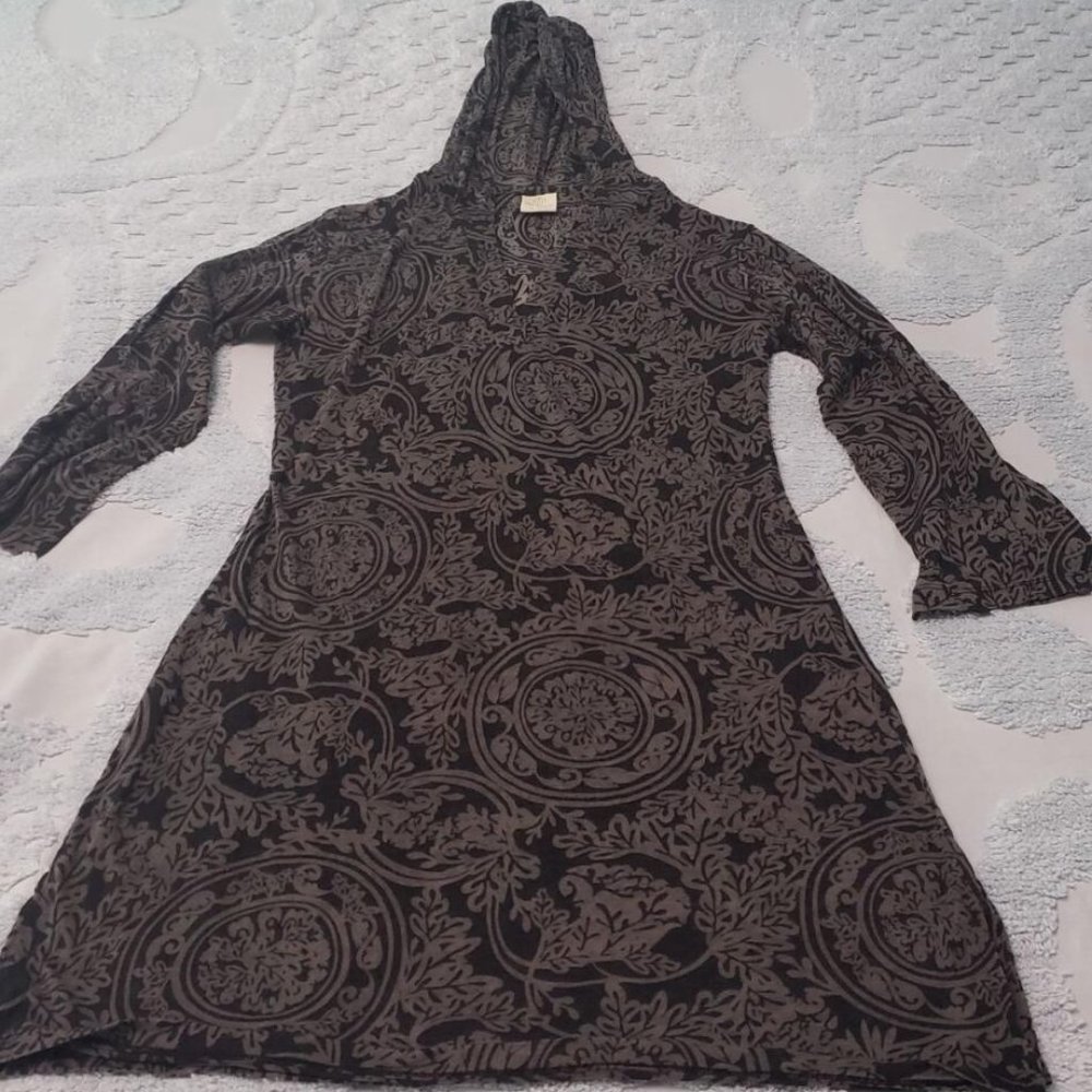 DALANCE-COLLECTION Women's Tunic With Hood,Very Thin Trabsparent Vintage